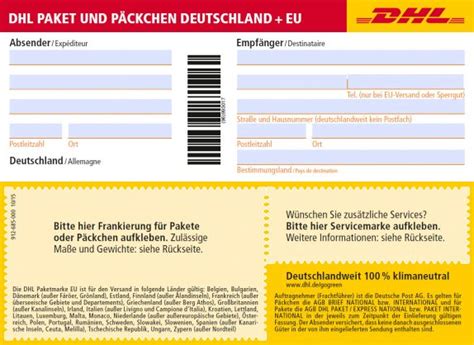 dhl pakete versandschein.